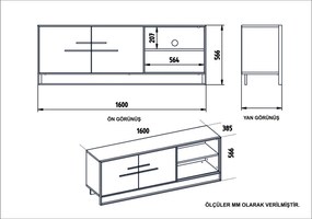 Consola TV Polka Auriu 160x56.6x38.5 cm