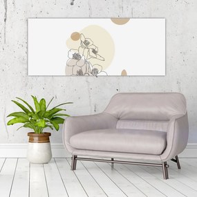 Tablou - Flori bej cu fluture N⁰4 (120x50 cm)