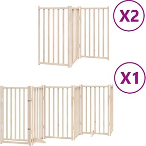 vidaXL Poartă de câini pliabilă cu ușă, 12 panouri, 600 cm, lemn plop