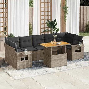 vidaXL Set canapele de grădină cu perne, 8 piese, gri, poliratan