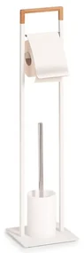 Set perie wc si suport hartie Zeller Orlen, metal, bambus, 19 x 19 x 74.5 cm