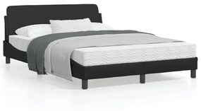 373198 vidaXL Cadru de pat cu tăblie, negru, 140x200 cm, piele ecologică