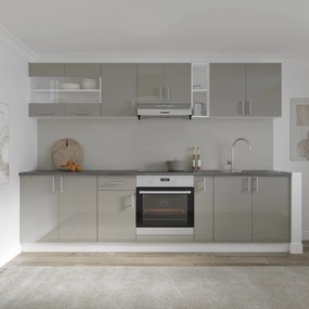 Corp Baza Karo, 2 Usi, Gri Lucios/Alb, MDF, 80 x 50 x 80 cm