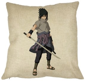 Perna Decorativa cu Nsruto Sasuke, 40x40 cm, Husa Detasabila, Burduf