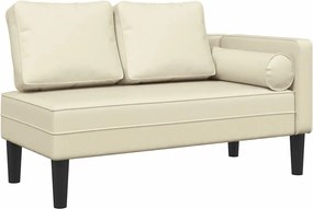 vidaXL Fotoliu șezlong cu perne, crem, piele ecologică