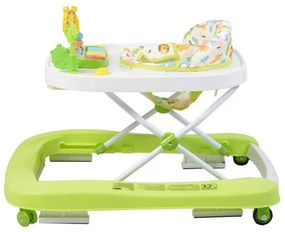 Premergator Premium reglabil in 3 trepte de inaltime NOVOKIDS™ ZooZoo Baby ,Roti silentioase din silicon, Cu melodii, Animalute, Pliabil, Verde