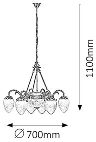 Rabalux 8636 - Lustra cu lant ANNABELLA 6xE14/40W+2xE27/60W
