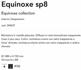 Lustra cu 8 surse de lumina EQUINOXE SP8 faded smoky