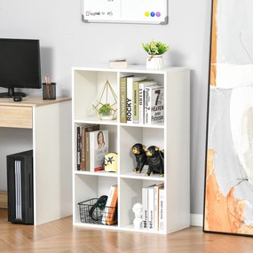 HOMCOM Mobile Libreria a 6 Cubi Moderno a Parete in Legno Bianco | Aosom Romania