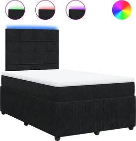 vidaXL Pat box spring cu saltea, negru, 120x200 cm, catifea