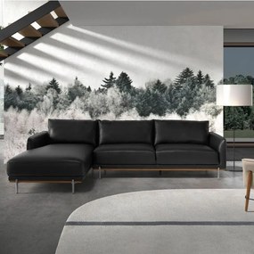 Coltar LUX 5 locuri design italian cu sezlong stanga Cowhide black