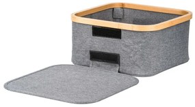 Cutie de depozitare G21 30 x 30 x 15 cm, dinbambus cu capac, gri