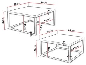 SET 2x măsuță de cafea DUAL alb/negru