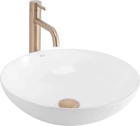 Lavoar pe blat Rea Anika rotund 40.5 cm alb lucios