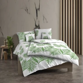 Lenjerie de pat din bumbac Kvalitex Tropical alb, 240 x 200 cm, 2 buc. 70 x 90 cm
