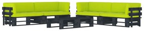 3067019 vidaXL Set mobilier paleți cu perne, 6 piese, negru, lemn pin tratat