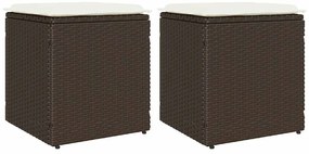 vidaXL Scaune de grădină cu perne 2 buc Maro 40x40x43 cm Poly Ratan