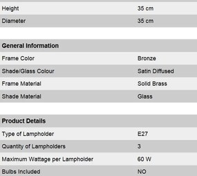 Plafoniera eleganta design LUX Budapest, bronz DLU 1441/3 bronze/376 klar-matt OR