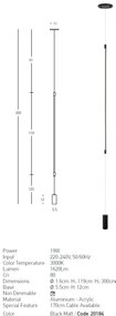 Lampa LED suspendata tip lampadar minimalist Fily negru