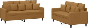 vidaXL Set de canapele cu perne, 2 piese, maro, catifea