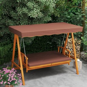 Outsunny Balansoar Hollywood cu copertină, balansoar de grădină din lemn masiv, bancă-leagăn cu funcție de șezlong, pentru 3 persoane, Maro | Aosom Romania