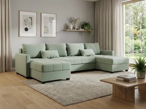 OFERTA Canapea extensibila in U VENORIA 285x146 cm, verde deschis + 2 pernite GRATUIT Rangul II