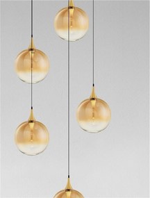 Lustra moderna cu 5 pendule LED, Metal, Sticla, Champaign, ORENDA