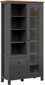 Vitrina HESEN, gri grafit/stejar artisan, PAL melaminat/sticla securiz