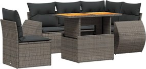 vidaXL Set mobilier grădină cu perne, 6 piese, gri, poliratan