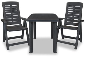 275083 vidaXL Set mobilier bistro, 3 piese, antracit, plastic