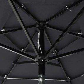 Umbrela de soare 3 niveluri, stalp de aluminiu, antracit, 2 m Antracit, 2 m