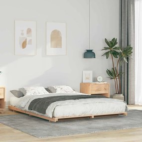 vidaXL Cadru de pat de podea Maro 140 x 220 cm Lemn masiv de pin