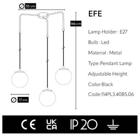 Lustră Squid Lighting Efe, înălțime 100 cm, negru