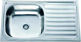 Chiuveta inox Inter Ceramic Alpaca cu o cuva si picurator in dreapta finisaj inox 75x40 cm