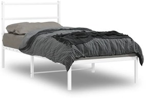 355407 vidaXL Cadru pat metalic cu tăblie, alb, 90x200 cm