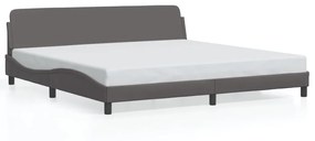 373261 vidaXL Cadru de pat cu tăblie, gri, 200x200 cm, piele ecologică