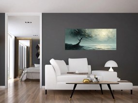Tablou - pictură în ulei de un copac cu oceanul (120x50 cm)
