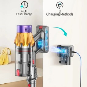 Aspirator vertical Honiture X7 CJD239, 550 W, 45 kPa, 1,5 l, 60 min, 3 moduri, Inaltime reglabila, Filtru HEPA, Ecran tactil, Perie cu LED, Nichel/Galben
