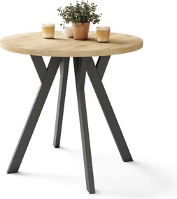 Mazzoni ALMO 80 Stejar Craft Auriu/picioare negre - MASĂ ROTUNDĂ CU PICIOARE Y LOFT/INDUSTRIAL PENTRU BUCĂTĂRIE LIVING SAU SUFRAGERIE