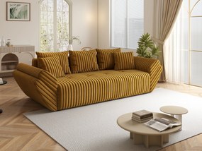 Canapea extensibilă dumonde cu ladă de depozitare si sezut confortabil din spuma high-density, Berlin Ambience Mustar 250x100 cm
