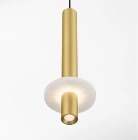 Pendul tub subtire aluminiu auriu si alabastru LED NOEMI