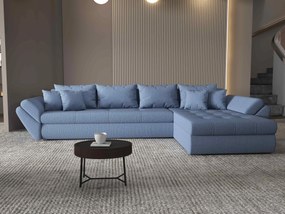 Colțar extensibil dumonde cu ladă de depozitare si sezut confortabil din spuma high-density, Loana XL Enjoy Albastru II 335x185 cm