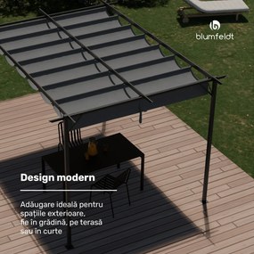 Blumfeldt Pantheon Robust Pergola, 3x4 m oțel vopsit electrostatic, rezistent la intemperii.