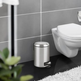 WENKO 22702100 - Coș de gunoi LEMAN 17 x 25 cm, inox satinat/negru