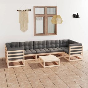 3077309 vidaXL Set mobilier de grădină din 8 piese, lemn masiv de pin