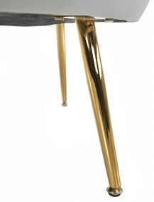 Fotoliu în stil Art-deco, catifea Velvet gri-albastru/crom auriu, NOBLIN