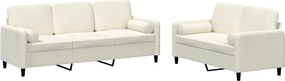 vidaXL Set de canapele cu perne, 2 piese, crem, catifea