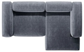 Colțar albastru prăfuit cu tapițerie din catifea reiată (cu colț pe partea dreaptă/cu șezlong) Bergamo – Cosmopolitan Design