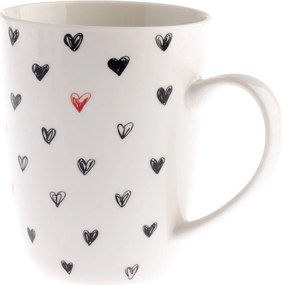 Cană din ceramică cu inimioare negre Dakls, 340 ml