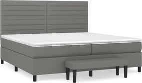 vidaXL Pat box spring cu saltea, gri închis, 200x200 cm, textil
